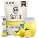 Na zdravje 2-v-1 Hidracija paketi + Immuniteta Elektroliti v prahu, limonada - Agua Fresca Drink Mix, Elderberry, Dairy & Soy Free, Non-GMO, Gluten Free, Vegan, Low Calorie, 1g Sladkor (15 Servings)