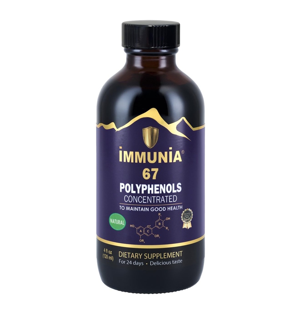 Immunia 67 Polifenoli - Elderberry koncentrat & Antioksidant sadje. Premium Antioksidant Dodatek s 67 Polifenoli (Antocianini, Quercetin, Resveratrol, itd) 24-dnevno dobavo na steklenico (1-pak)