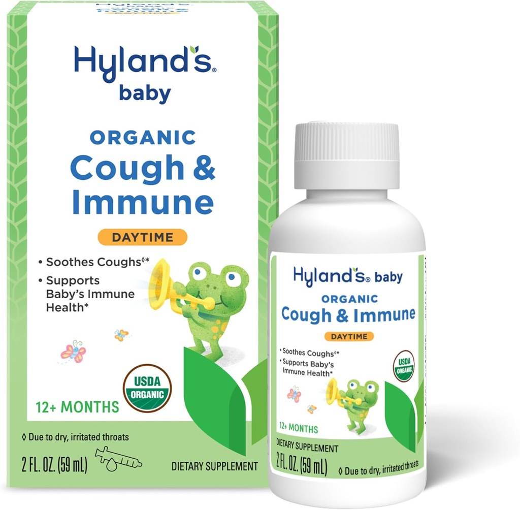 Hyland's Baby Organic Cough Sirup in Imunska podpora z Agave, Elderberry in Pomegranate, Soothes Cough, in podpira Imuniteto, Daytime, 2 Fl. Oz.