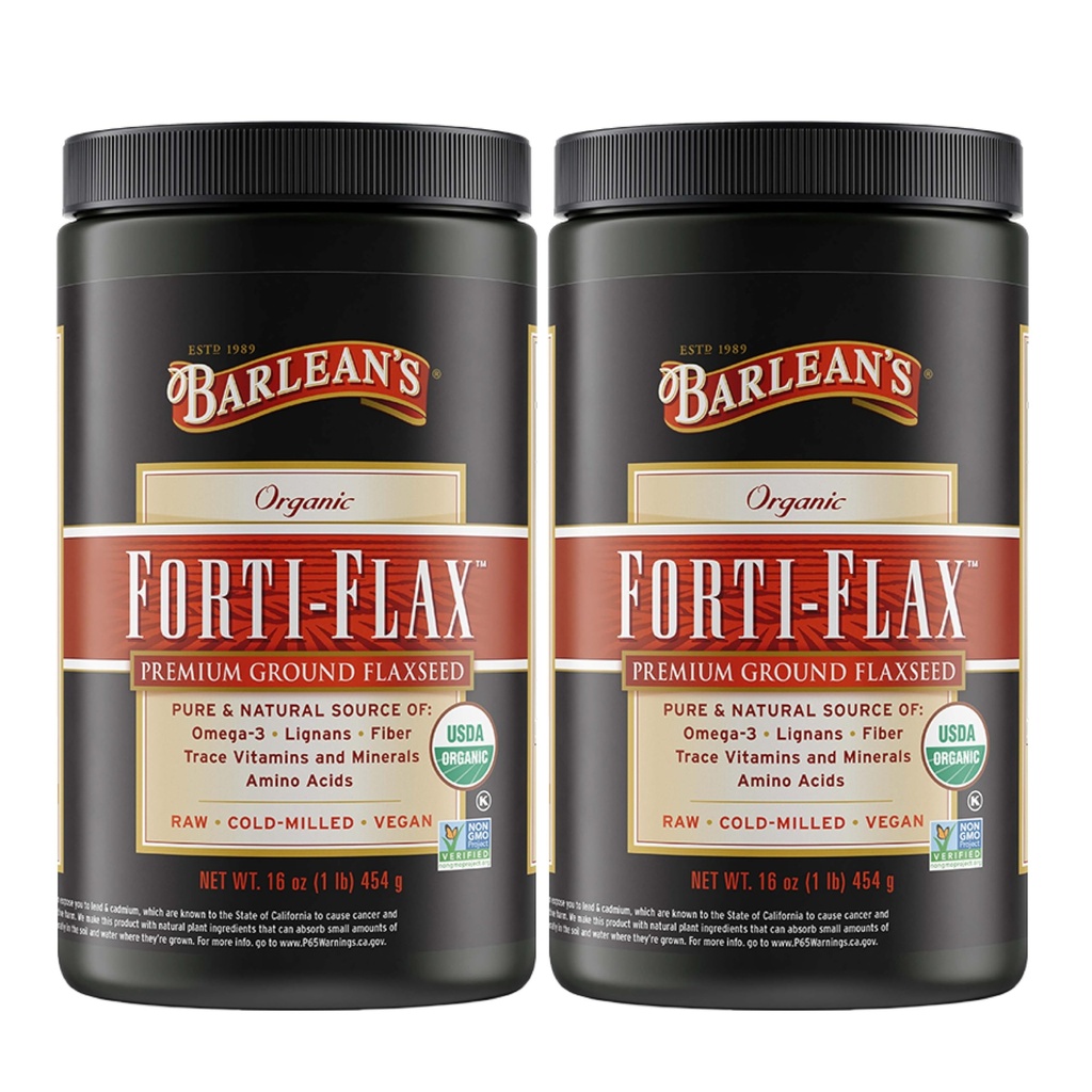 Barlean's Forti-Flax organsko laneno seme, zmleta celotna surova semena, Omega-3 dodatek z Lignans in dietna fiber, razsutem stanju Laneno seme, 16 oz, 2 pakiranje