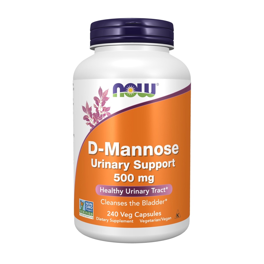 NOW Foods Supplements, D-mannose 500 mg, Ne-GMO Projekt Preverjen, Zdrav sečni trakt*, 240 Veg kapsule