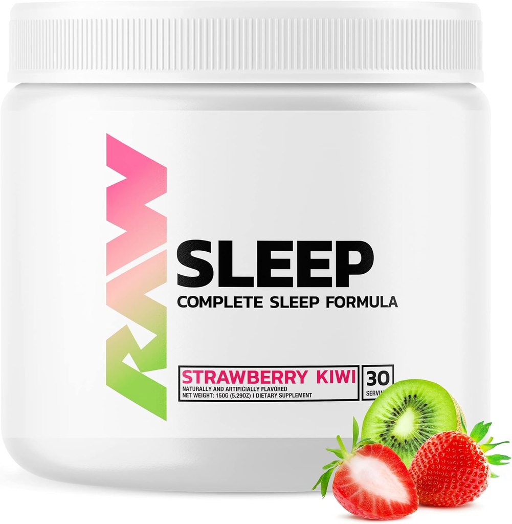 RAW naravni dodatek za pomoč v spanju - Relaxation Ojačevalec & Mood Podpora z melatonin, magnezij, cink, L-Tryptofan & Lemon Balm Extract za sprostitev in pomiritev um in telo - 30 Serving, Jagodna Kiwi