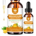Magnezij Glicinat Tekoče kapljice s Citratom & Taurat - Kognicija, mišice & Fokus, Tekoči magnezijev kompleks dodatek z vitaminom D3, GABA, L-teanin, Ananasov okus - 1 Fl Oz (2 paket)