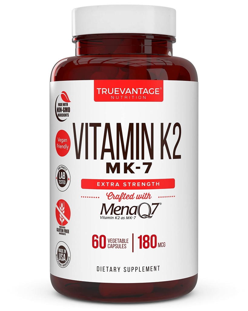 Vitamin k2 MK-7 dodatek 180mcg -Vitamin K2 podpira zdravje kosti in srca za kardiovaskularni kalcij Absorpcija iz Arterije- 60 Enostavno za pogoltniti Zelenjavne kapice MenaQ7 K2 MK7
