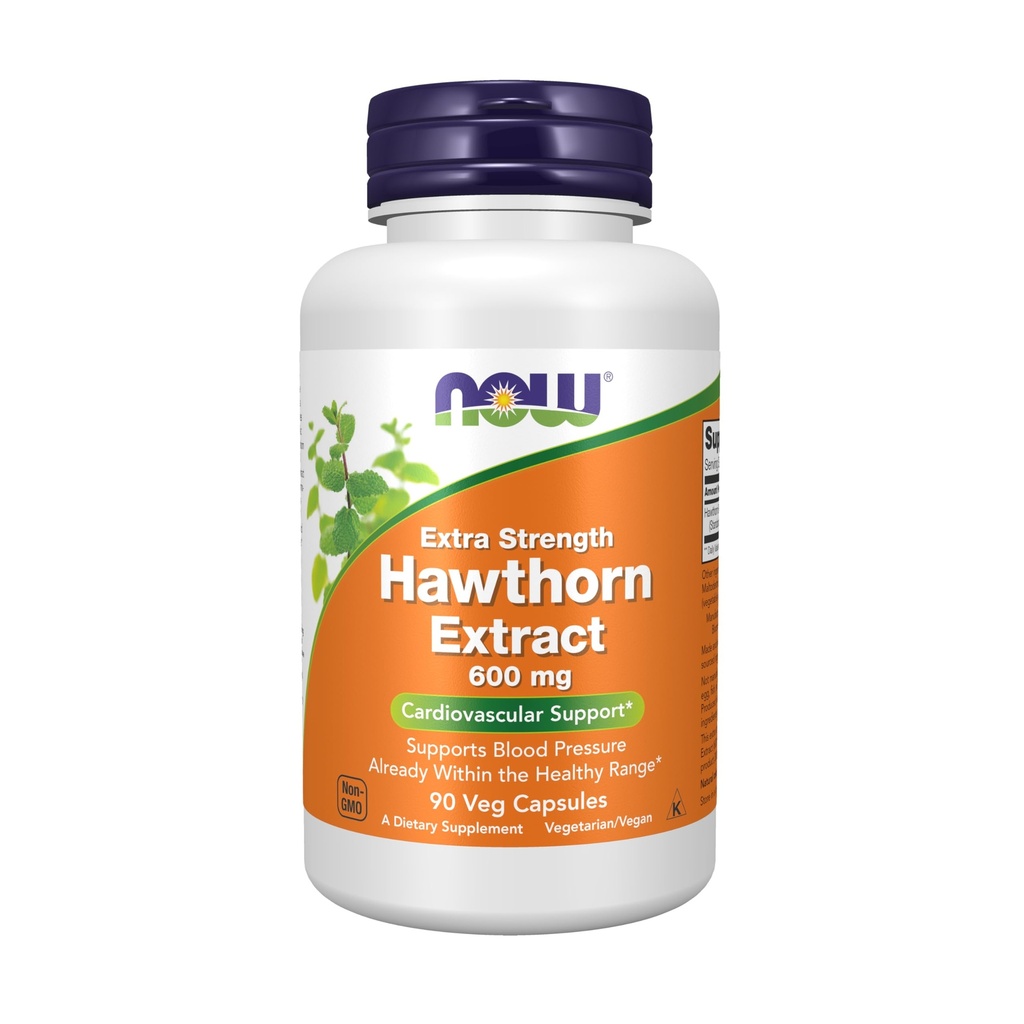 NOW Foods Supplements, Hawthorn Extract 600 mg, dodatna moč, kardiovaskularna podpora*, 90 Veg kapsule