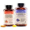 NatureWise Curcumin Kurkumin kurkumin 2250mg & Laneno olje 1200mg Omega 3 6 9 Mehčalci za skupno, srčno in imuno podporo [1 & 2 mesec dobave]