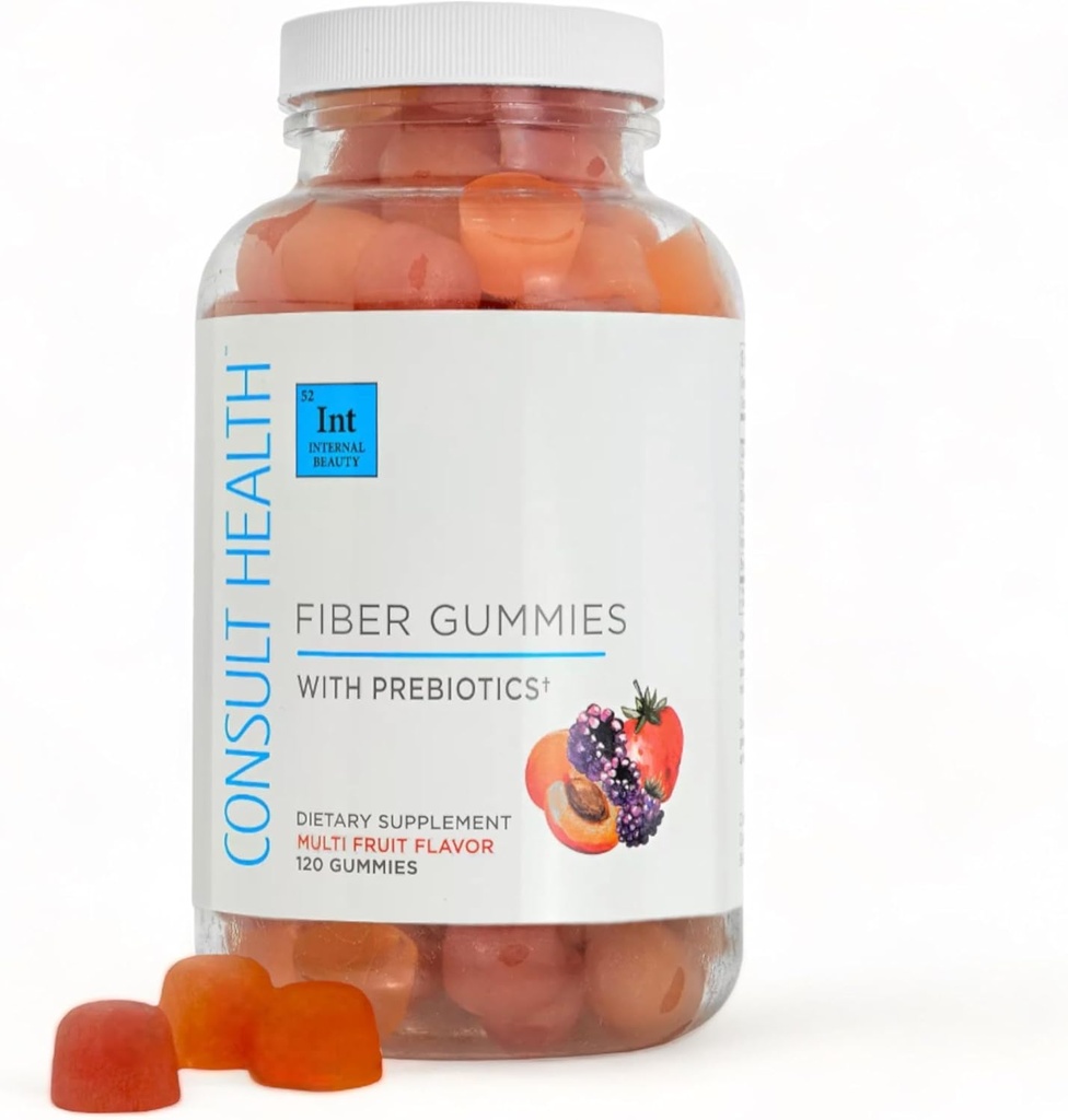 Consult Health Fiber Supplement Gumies - Sugar Free Multi Fruit Flavor - 6g Prebiotična rastlinska mešanica Fiber - 120 Count