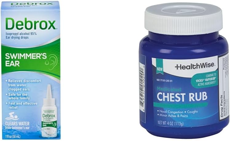 Debrox Plavajoče kapljice za uho, 1 Fl Oz in zdravjeWise Medicated Chest Rub, 4 oz. Sklop
