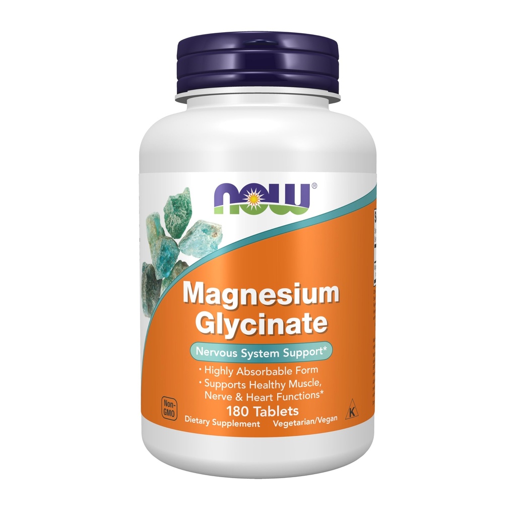 NOW Foods Supplements, Magnezij Glicinat 100 mg, Zelo Absorbljiva oblika, 180 tablet