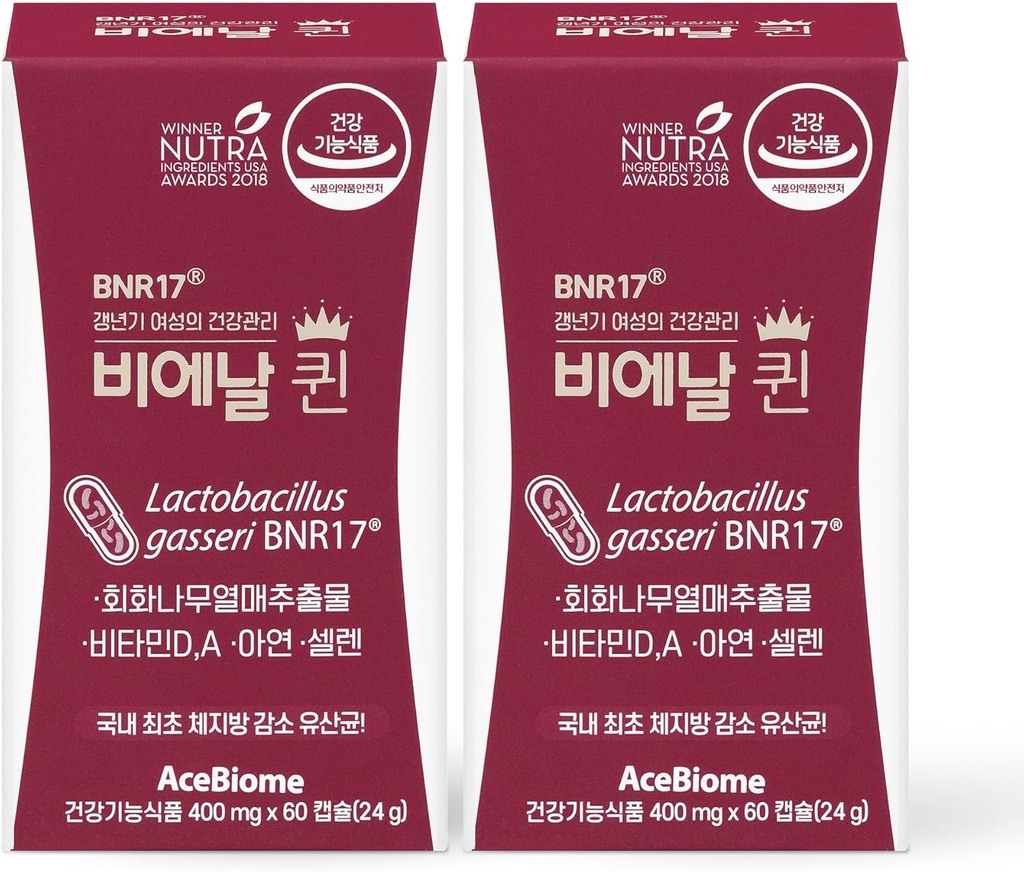 Bnr Queen, Menopausal Support Probiotik za ženske, 10 milijard CFU zajamčena, Lactobacillus gasseri BNR17, 60Capsules x 2 pakiranji