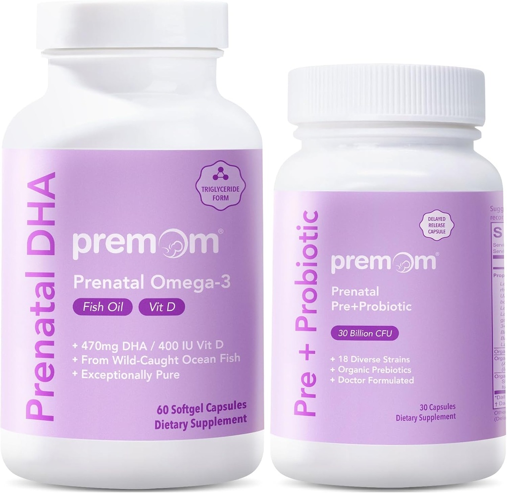 Premom Prenatal Pre & Probiotics + Prenatal DHA ribje olje