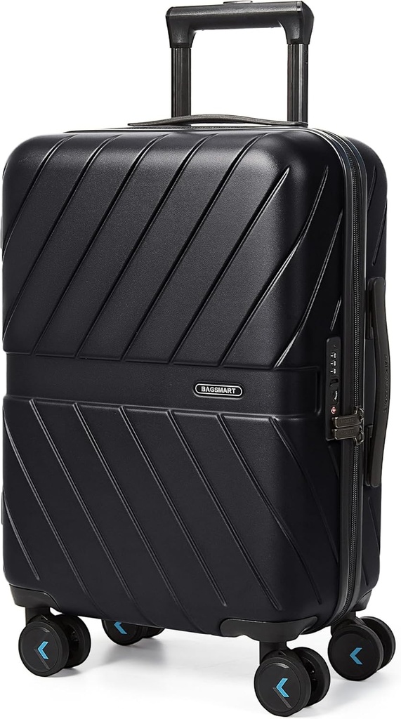 BAGSMART Nosi prtljago 22x14x9 Airline Odobreno s TSA Lock, 1OO% Polikarbonat Hardside Prtljaga s spinner Wheels, Trajno Hard Shell Nositi na kovček 20 palca črna