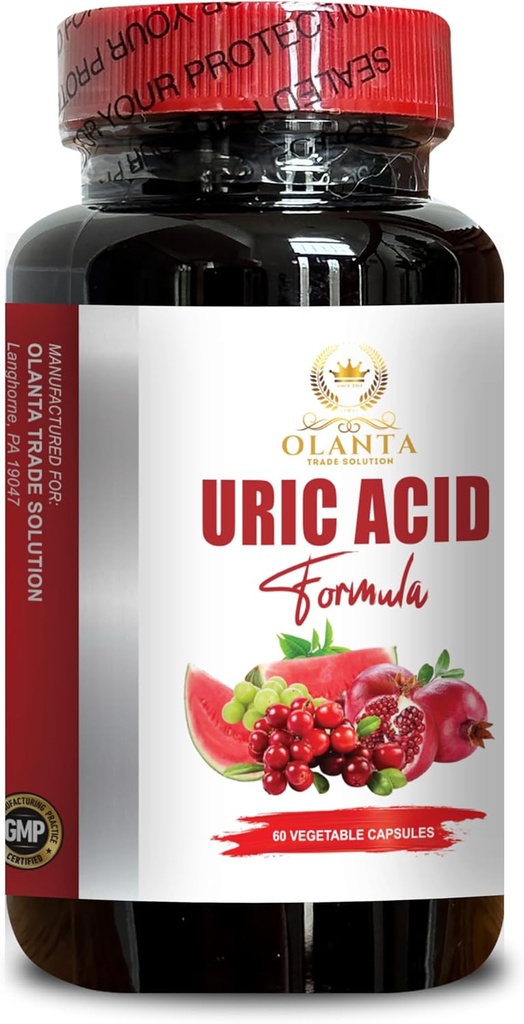 Generična naravna URIC kislina Formula - nadzor sečne kisline, zeliščni dodatek, spodnja sečna kislina, Milk Thistle Supplement, Tart Cherry, Zelena kava Fižol, Citronska kislina, Zelena semena, Granatna - 1 steklenica