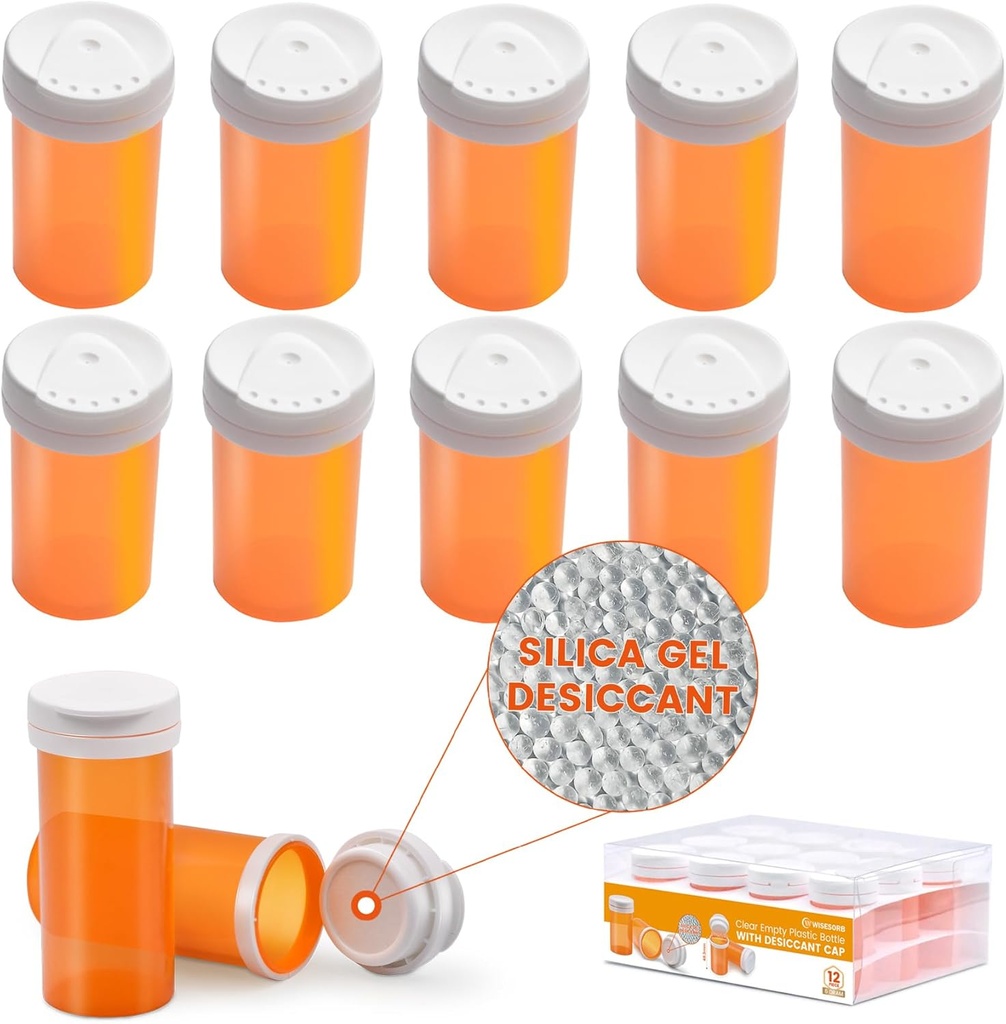 Steklenica tablete z sušilnim pokrovčkom, steklenica medicina, stekleničke tablete prazne s pokrovčki, prazne steklenice tablete (6 Dram, 12 pakiranje)