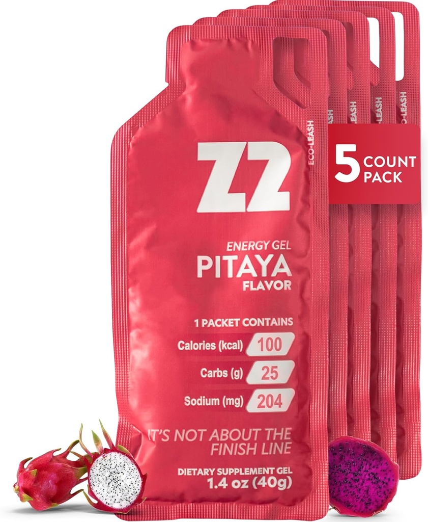 Z2 Dragon Fruit Energy Gel Performance - 25g Carb, 204mg Natrij, Elektroliti, Pre & Med vadbo, Pospešuje vzdržljivost za tek, kolesarjenje, kolesarjenje in šport - 5-Count Pack