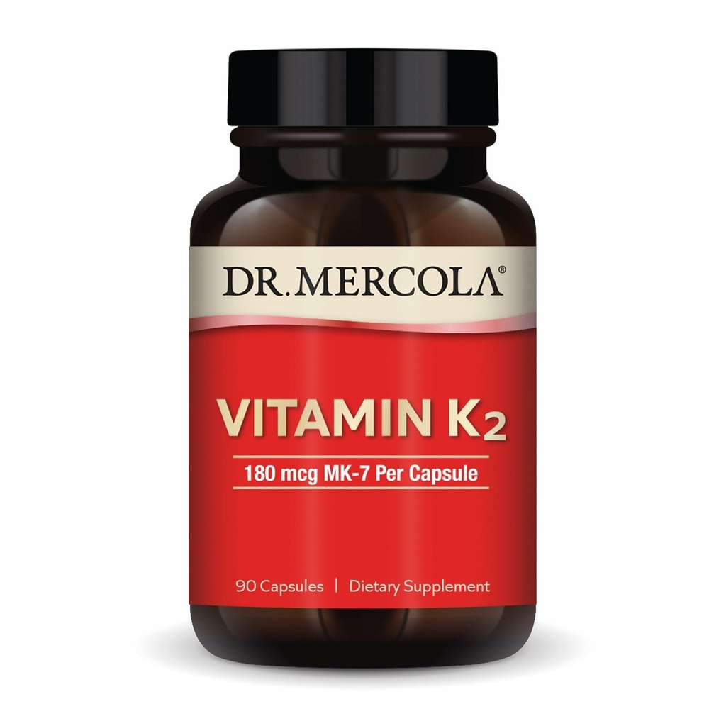 Dr. Mercola Vitamin K2-180 μg Vitamin K2 kot MK-7 - podpira zdravo arterijsko funkcijo in zdravje srca - Ne-GMO, Gluten-free & Dairy-Free - 90 kapsul (90 serving)