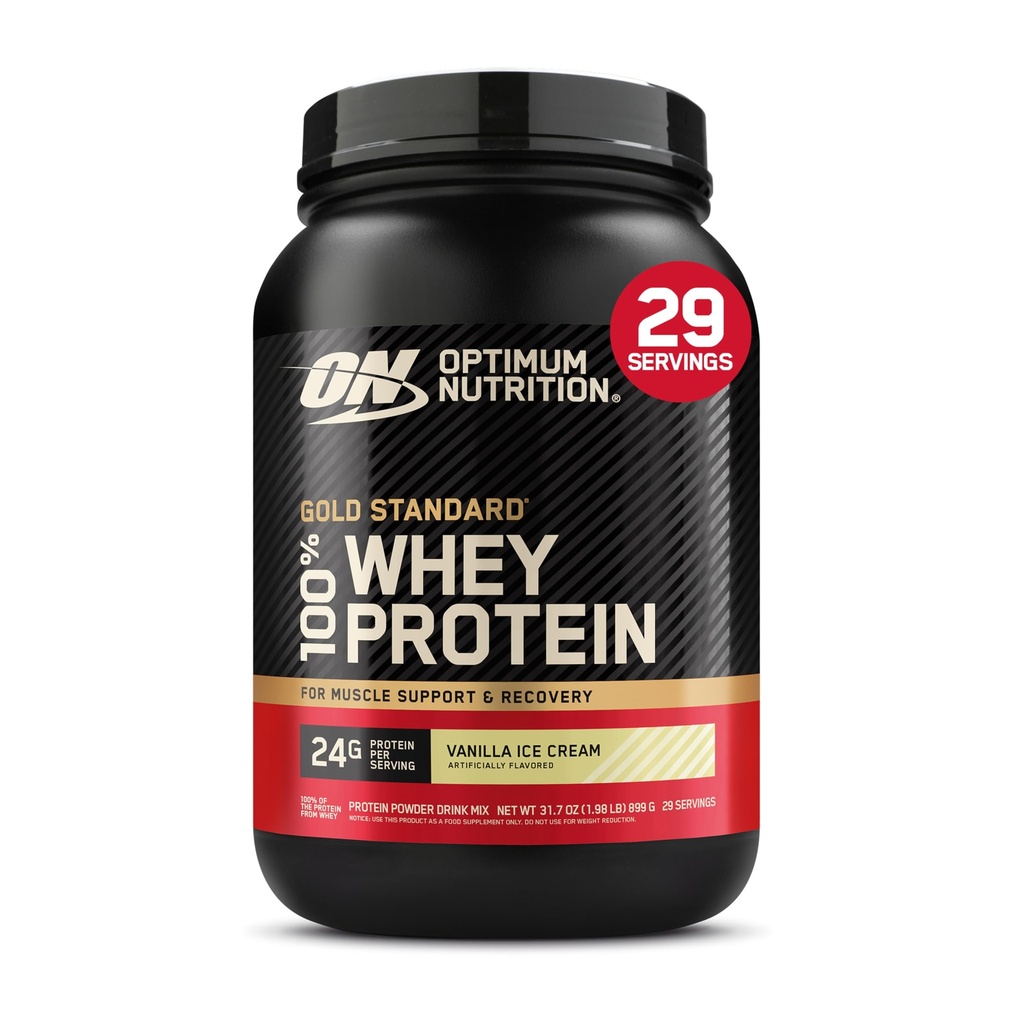 Optimum Nutrition Gold Standard 100% Whey Protein Powder, Vanilla Ice Cream, 2 funta (Packaging May Vary)