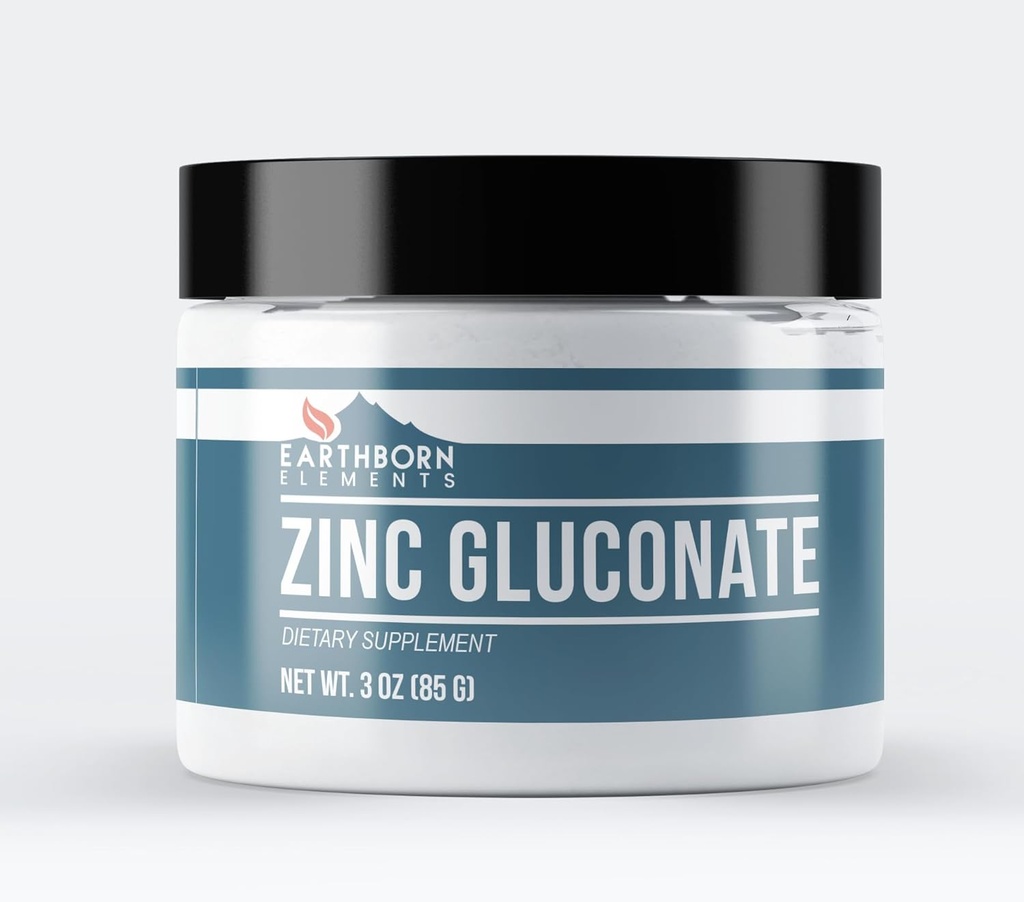 Zemeljski elementi cinkov glukonat 3 oz, vedno čist, brez polnil ali dodatkov