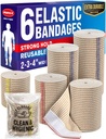 Visoko zmogljiv elastični ovitek z obroči - 6 pack (2x2in, 2x3in, 2x4in) - self-zapiranje močno kompresijski ovitek za noge, angles, zapestja, in kolena