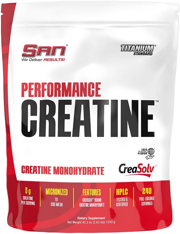 SAN performans Kreatin 1200g – Podpira rast mišic in atletske zmogljivosti, 240 Serving