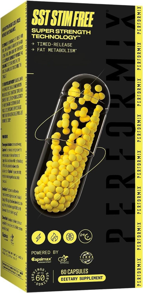 PERFORMIX SST Brez stima Super-moč tehnologija - nestimulant, časovno sproščen energijski ojačevalec - L-karnitin & Ashwagandha - Pred vadbo dodatek, Fitness Cilji za moške in ženske - 60 kapsul