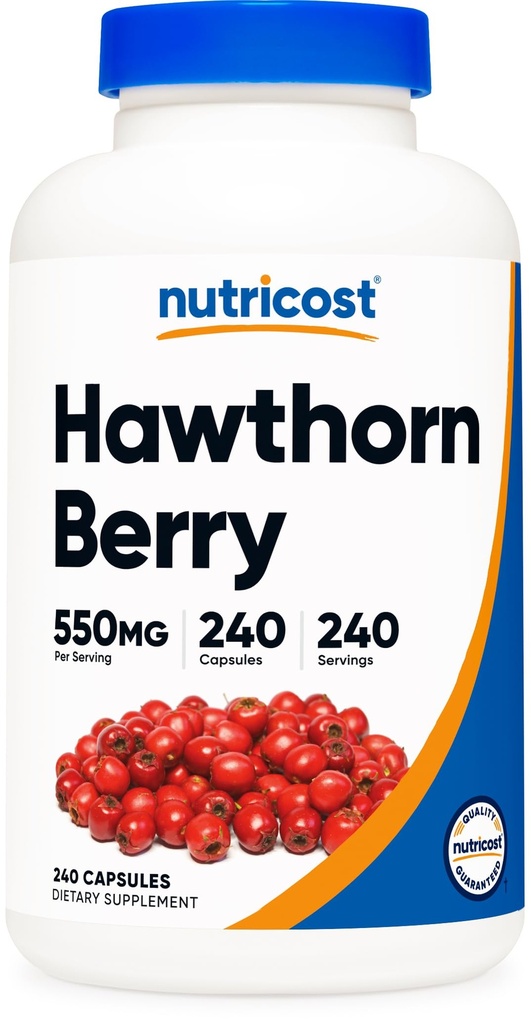 Nutricost Hawthorn Berry kapsule 550 mg, 240 kapsule, vegetarijansko prijazno, brez GMO in glutena