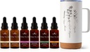 Rastlinska terapija Skupni paket Tinkture Vključuje 30 ml vsakega organskega Ashwagandha, Asian Ginseng, Echinacea Blend, Elderberry, Lemon Balm, Kurkurja & Travel Mug