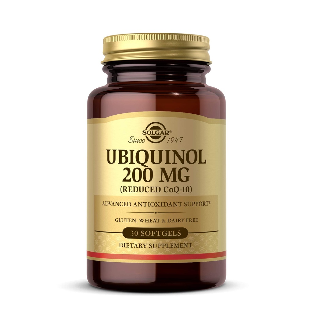 Solgar Ubikinol 200 mg (znižan CoQ-10), 30 Softgels - spodbuja delovanje srca in možganov - podpira zdravo staranje - koencim Q10 - Ubikinon dodatek - Gluten Free, Dairy Free - 30 Serving
