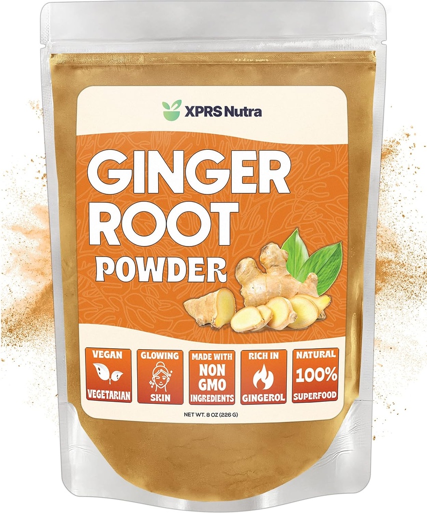 XPRS Nutra Ginger Powder - Premium Ground Ginger Root Powder s potent Spicy Flavor - Ground Ginger Powder - Vegan prijazno rastejo v prahu Ginger (8 Ounce)