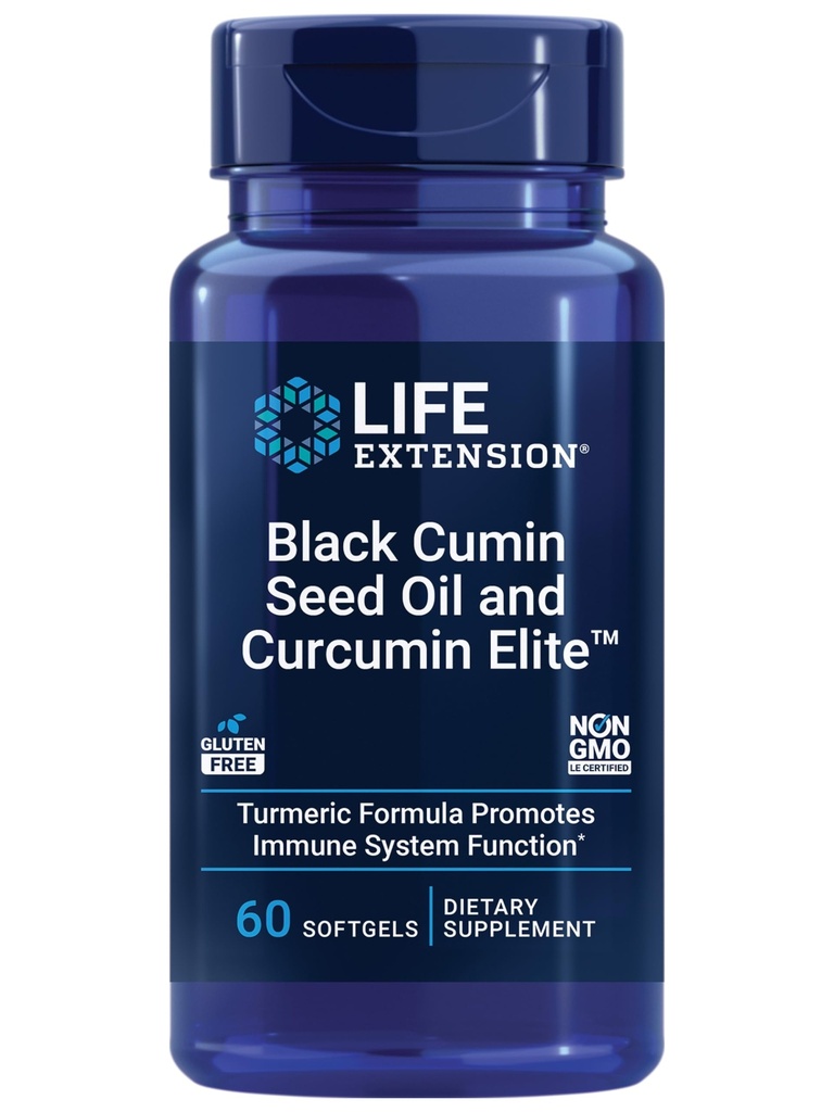 Life Extension Black Cumin Seed Oil in Curcumin Elite, Črna Kumina, Kurkum Extract, Imunska zdravstvena podpora, visoka biološka uporabnost, Zdravje celih živali, Gluten Free, Non-GMO, 60 mehkih gelov