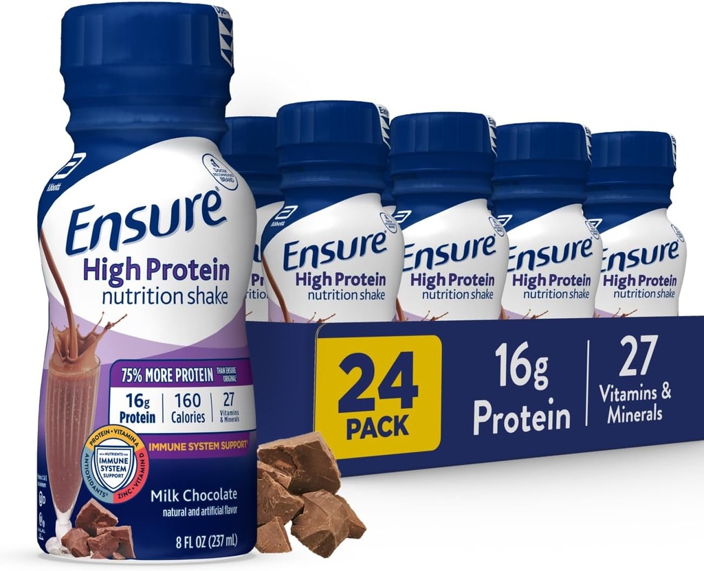 Zagotovite visoko beljakovinsko mleko Chocolate Nutrition Shake, Pripravljen za pitje, 16g beljakovin in 27 Vitamini in minerali, 8 fl oz, 24 Pack
