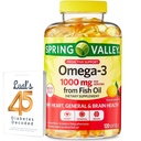 Omega-3 iz ribjega olja srce splošno in zdravje možganov prehransko dopolnilo softgels, 1000 mg, 120 Count paket z Luall je 45 Sladkorna dekodirana