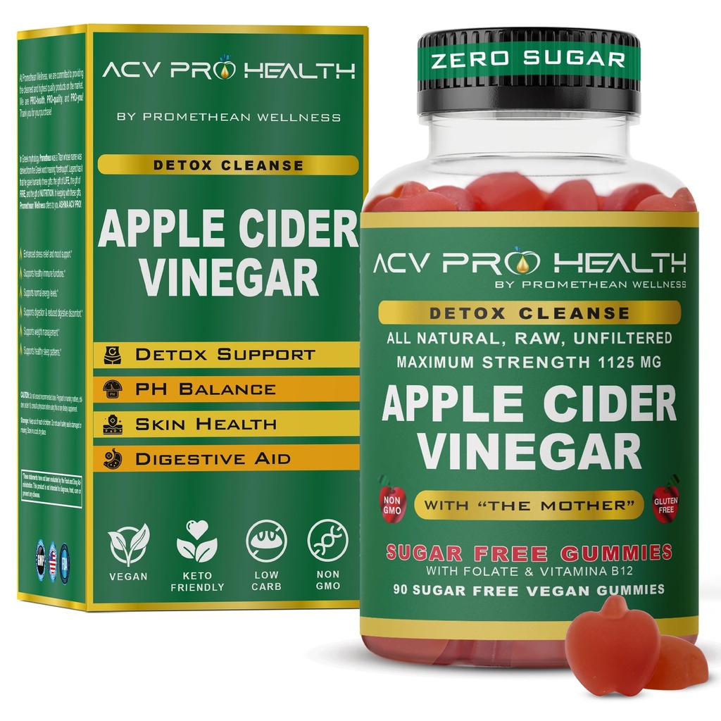 ACV s sladkorjem naredi brez čuta! Jabolčni cider vinski kis Sladkor Brez sladkorja Nizka Carb Napredno Keto Acv Gummies Keto Gummy Detox čiščenje (90 Število)
