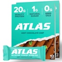Atlas Protein Bar, 20g beljakovine, 1g sladkor, čiste sestavine, brez glutena, metin čokoladni čip (12 števk, pakiranje po 2)