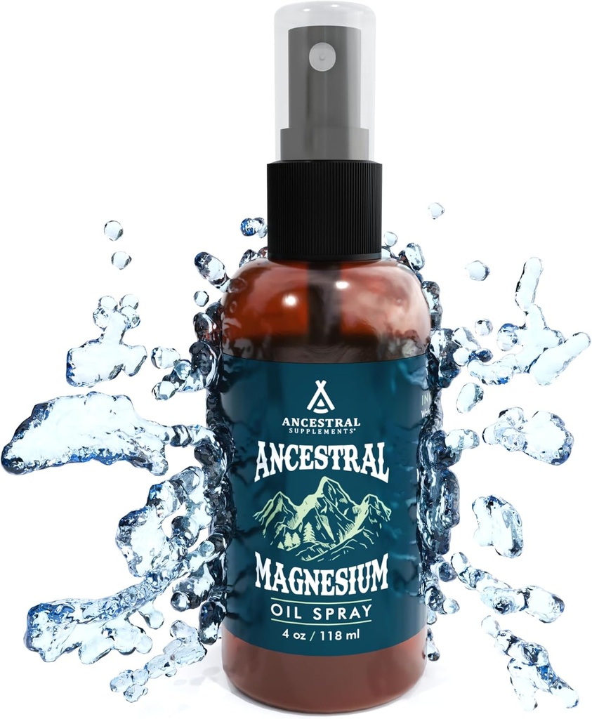 Predhodni dodatki Magnezij Spray, Magnezij za spanje + Podpora mišic, izdelan z magnezijevim kloridom in naravnimi minerali, hitro absorbira topično magnezijevo olje dodatek za telo, 4 oz