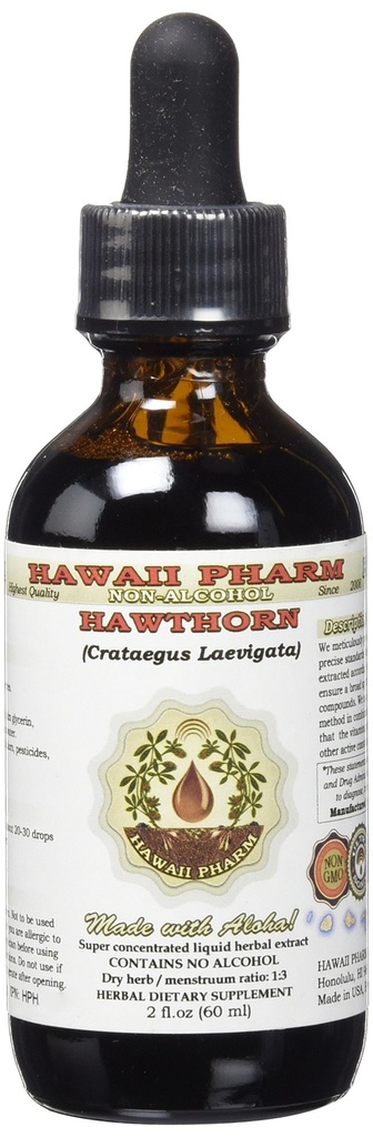 Tekoči ekstrakt brez alkohola Hawthorn, organski hawthorn (Crataegus Laevigata), posušen jagodni glicerit 2 oz