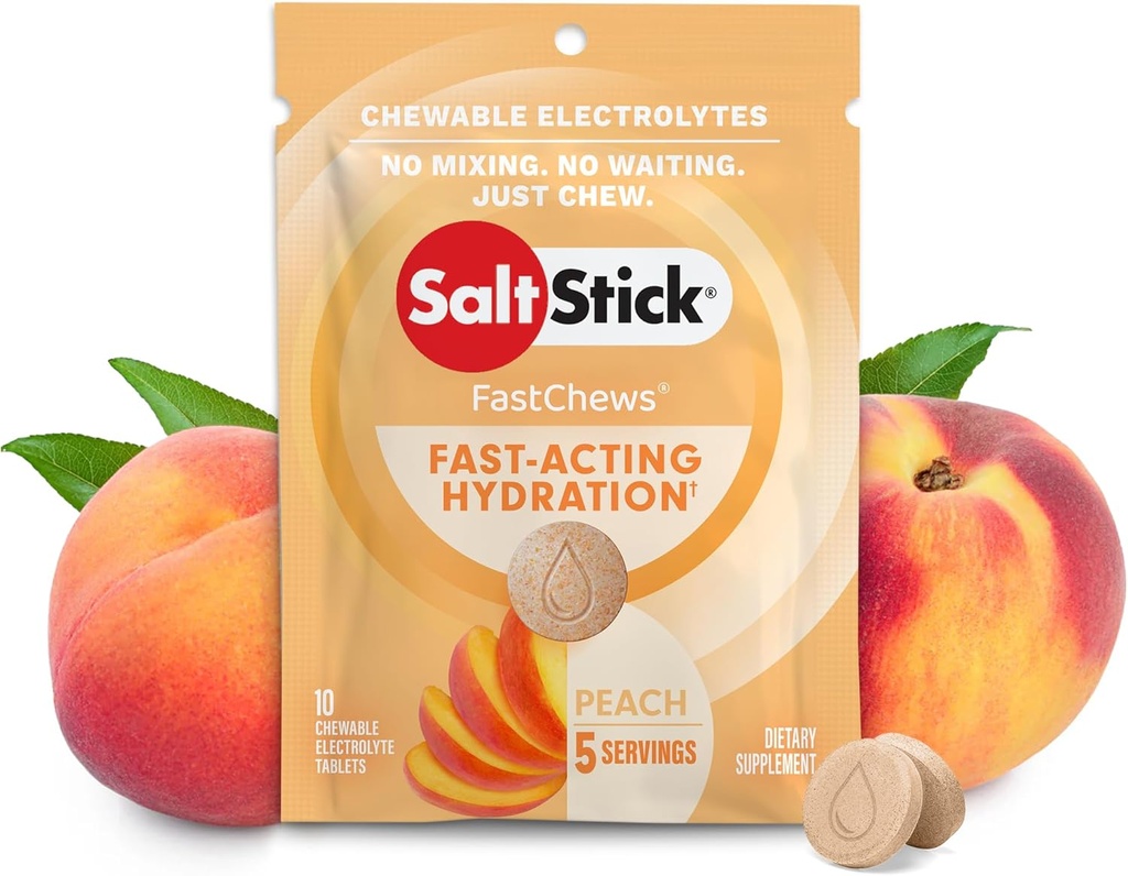 SaltStick Fastchew Nadomestne tablete elektrolitov za rehidracijo, paket 10 tablet, breskvica, 10 števk (7201761)