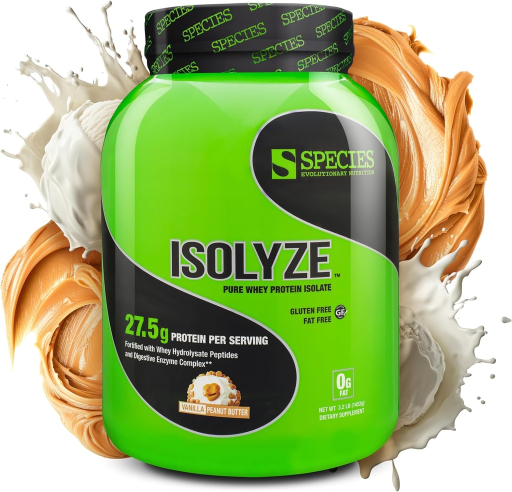 Vrsta Prehrana Izolize Whey Protein Powder, 100% sirotkinega izolata za izgradnjo mišic, 27,5 g Beljakovine na Scoop, brez sladkorja in nizko maščobo (Vanillino arašidovo maslo, 44 Servingov)