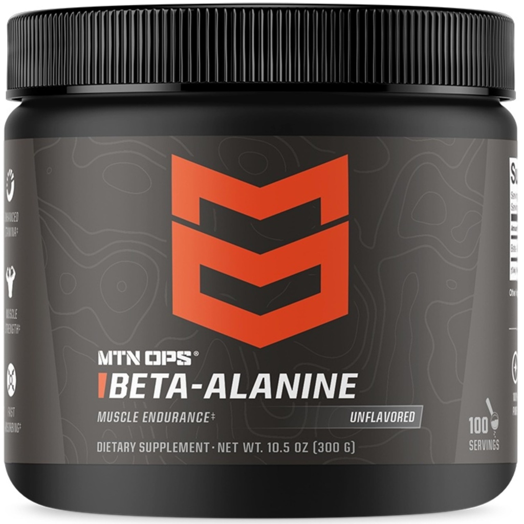 MTN OPS Beta Alanine Powder Pred vadbo za mišično vzdržljivost in moč, 3 g beta alanina na postrežbo, nearomatiziranih 100 služabnikov