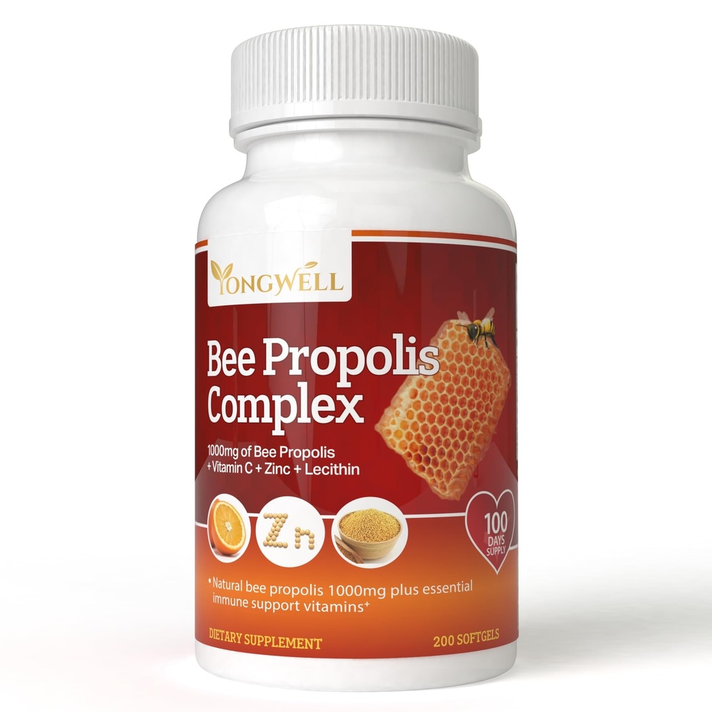 Super čebelji Propolis kompleks z vitaminom C, cinkom in lecitinom (200 kapsul)