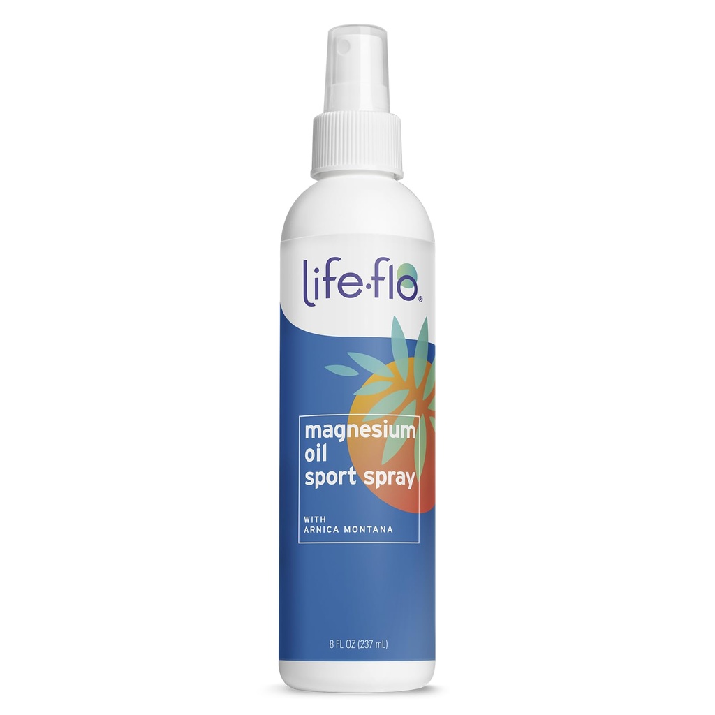 Life-flo Magnezij olje Sport Spray, z magnezijevim kloridom iz Zechstein Seabed Plus Arnica, Pomirja in osveži mišice in sklepe po vadbi, 60-dnevno garancijo, Ni testiran na živalih, 8oz
