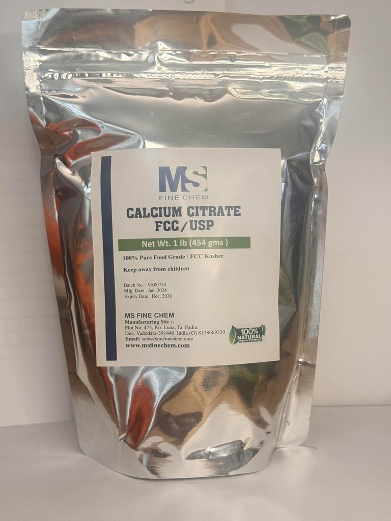Kalcijev citrat v prahu - dodatek kalcijevega citrata, kalcijev citrat 1000 mg - brez gluten, 4500 mg (1000 mg kalcija) na odmerek - 1 lb