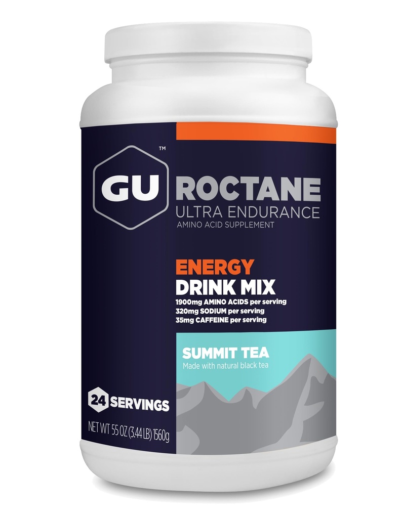 GU Energy Roctane Ultra Endurance Energy Drink Mix, Vegan, Gluten-free, Kosher, 35mg kofeina, in Mlečni-free n-the-Go Energija za vse vadbe, 3,44-pound Jar, Summit Tea