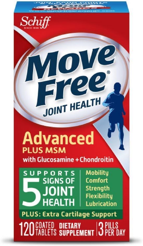 Move Free Advanced Plus MSM, 120 tablet – skupni zdravstveni dodatek z glukozaminom in hondroitinom (paket po 12)