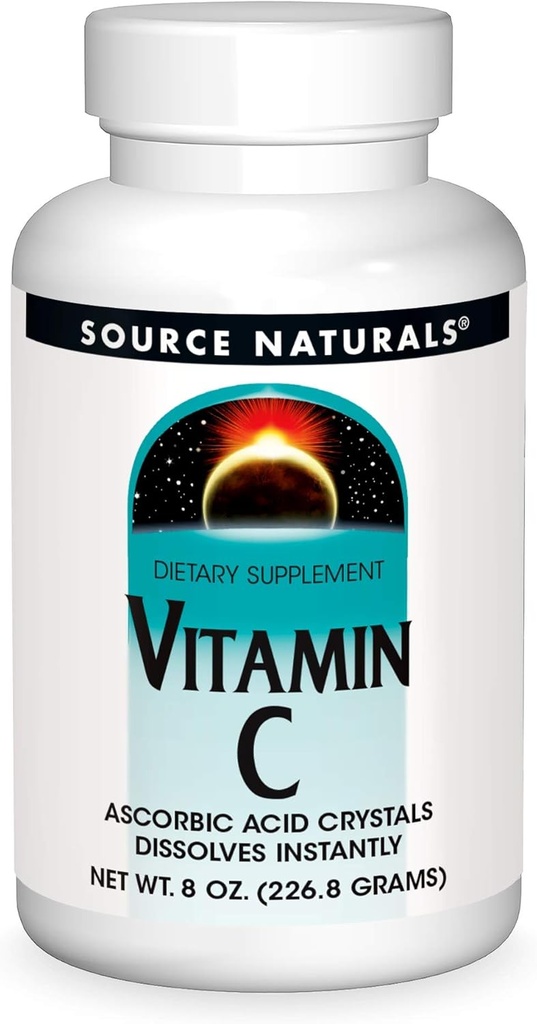 Vir Naturals Vitamin C - kristali askorbinske kisline To se takoj raztaplja, prehranska dopolnila - 8 oz