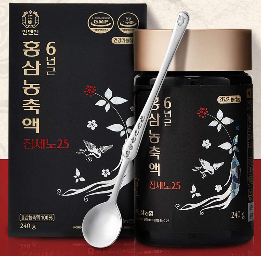 Gangwoninsam] Korean Red Ginseng Extract Ginseno25 240g / 8.46 fl. oz– Contains 100% Pure Korean 6-Year-Old Red Ginseng Root Extract