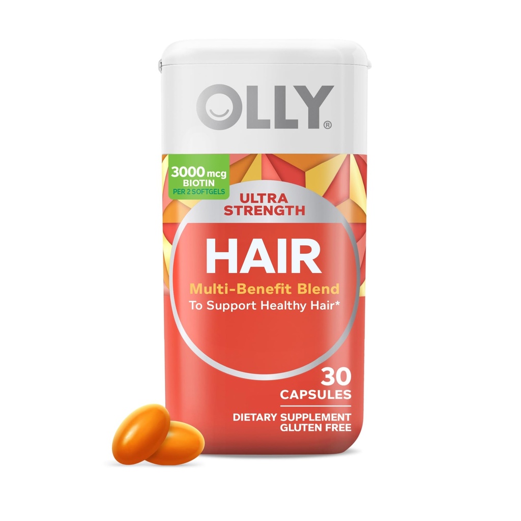 OLY Ultra Jakost lase Mehčalci, Podpira zdravje las, Biotin, Keratin, Vitamin D, B12, Doplačilo za lase, 30 Day Supply - 30 Število (Packaging May Vary)
