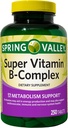 Augu Spring Valley Super Vitamin B-kompleks, Presnova Podpora, Tablete Prehranska dopolnila, 250 Število