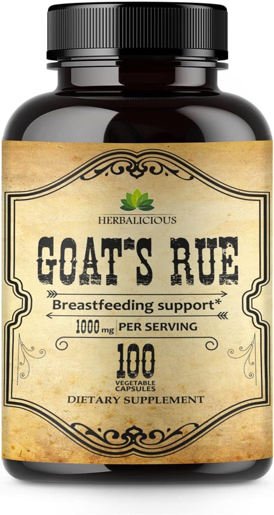 HERBALIOUS Kozja Rue Kapsule 1000mg - Naravni Koze Rue Zeliščni dodatek - Naravni Galega Officinalis za dojenje dojke - materinega mleka proizvodnja prehranska podpora - 100 pokrovčki